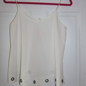 white tank top blouse with washer ring detail